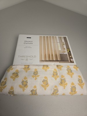 Threshold Target Yellow Floral Shower Curtain 72'' x 72'' 100% Cotton (NWT)
