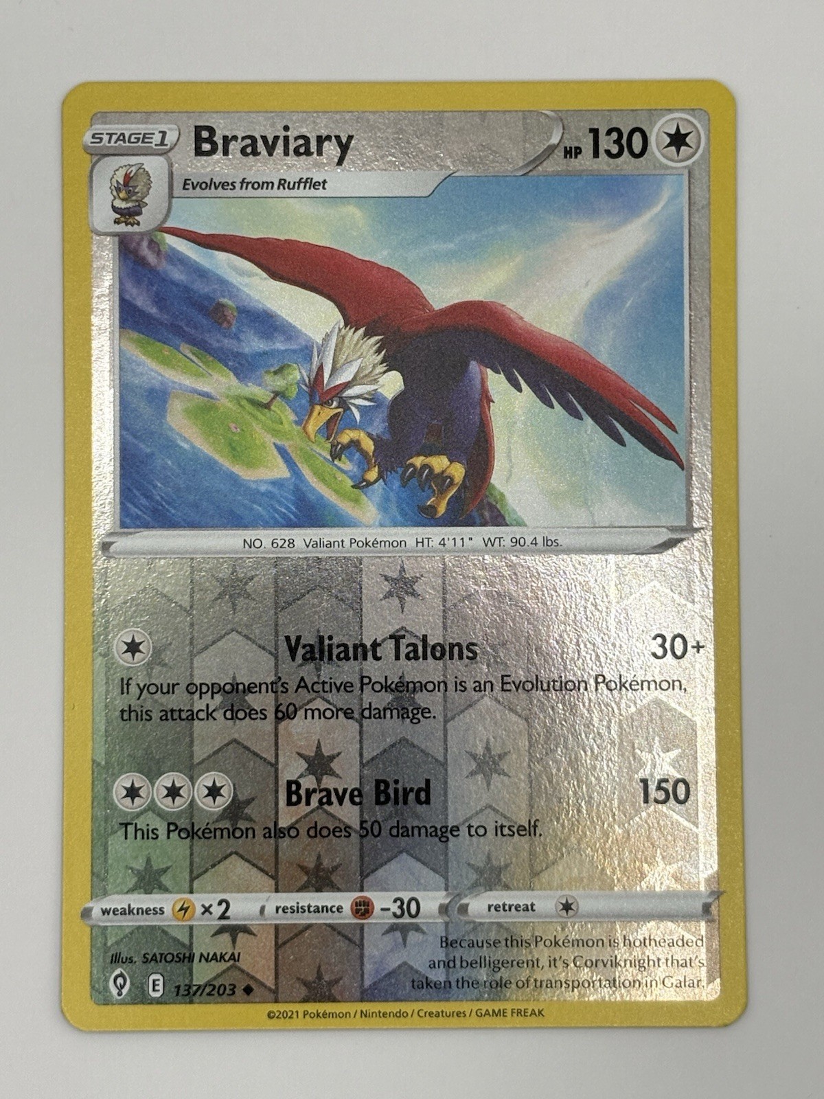 Braviary 137/203 Uncommon Evolving Skies Pokemon Reverse Holo NM