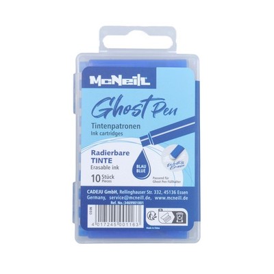 McNeill Tintenpatronen 10er Pack blau radierbare Tinte für Ghost Pen Füller neu