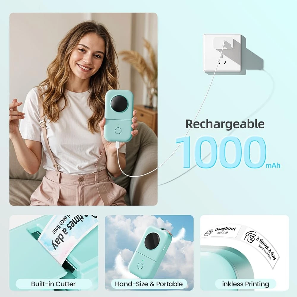 Bluetooth Mini Label Maker Machine - Portable D30 Smart Phone Label Printer  