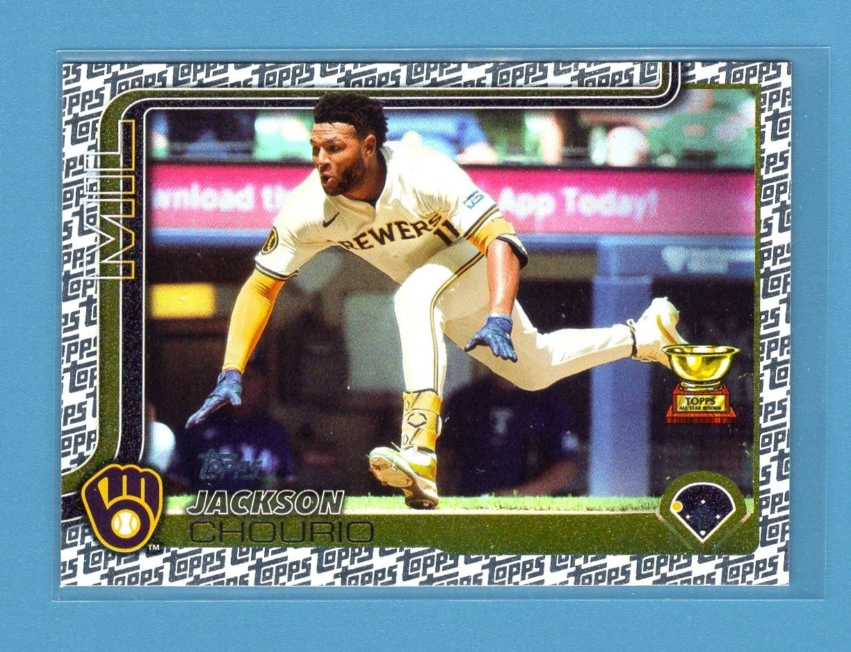 2025 Topps Series Two Topps Foil Pattern Jackson Chourio #376 Rookie Cup Card