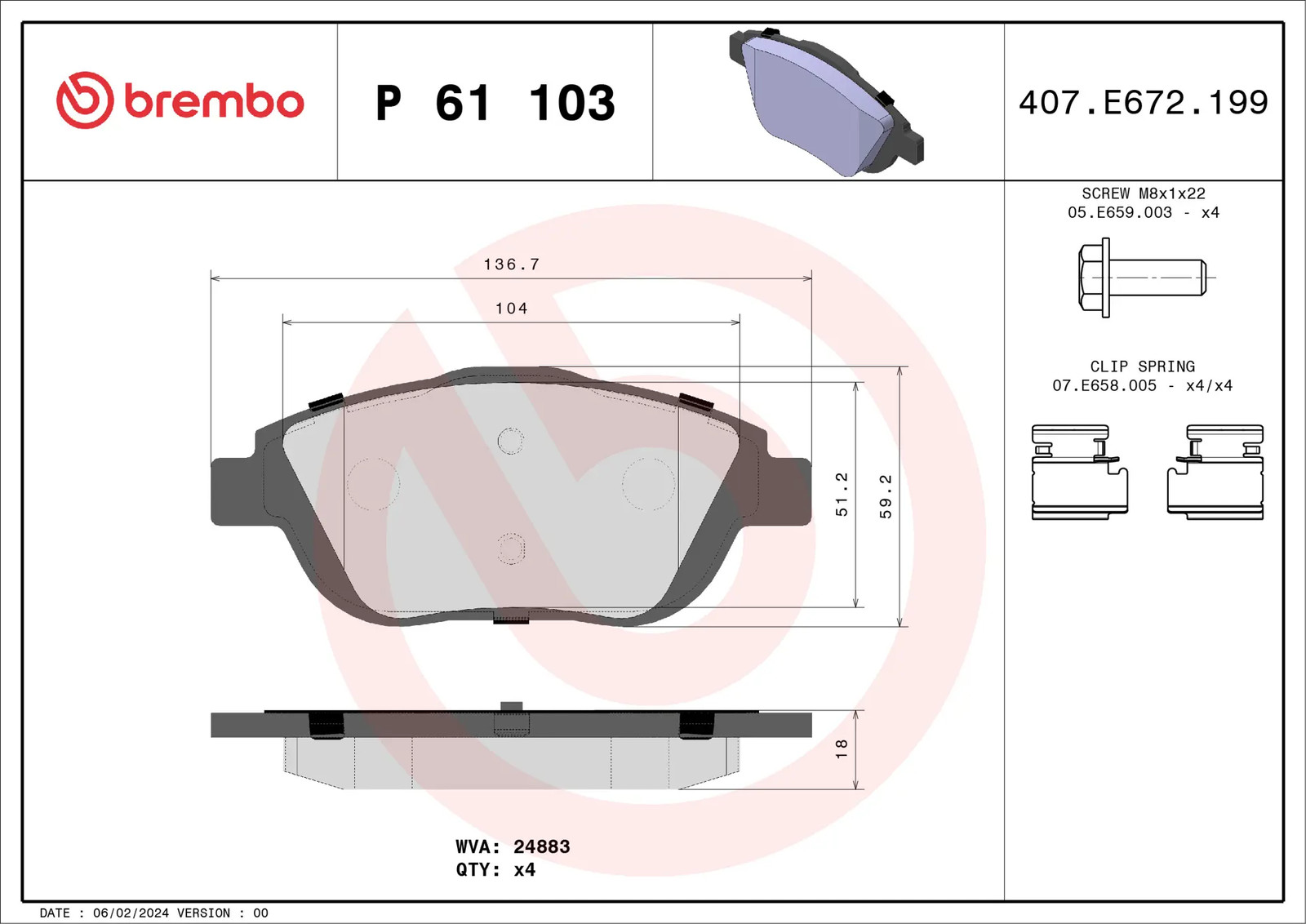 Plaquettes de frein Brembo P 61 103 pour stopper les sifflements