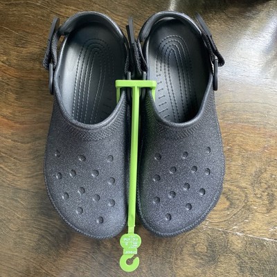 Crocs Classic Work Graphic Clog Black Glitter Slip Resistant W10/M8 NWT