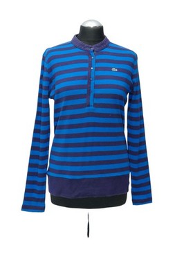 Lacoste Damen Shirt Gr. 46 | XXXL | blau gestreift langarm Freizeit (21724)
