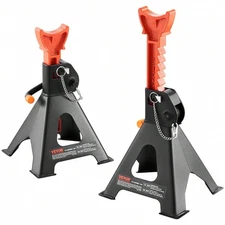 3 Ton Jack Stands Pair 6000lbs Double Locking 10.8–16.3" Adjustable Height Red