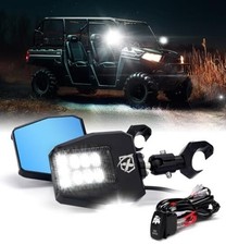 UTV Side View Mirrors,Heavy Aluminum w/LED Spot Clear Lens w/ Puddle Lights