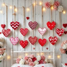 Breling 12 Pcs Valentines Felt Heart Ornaments for Tree Small, Pink,red,white