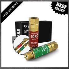 Oxygen Acetylene Torch Flashback Arrestors Set Brass 9/16-18UNF Thread Standard