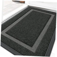  Front Door Mat Indoor Outdoor Classic Border 29.5" x 17" Rectangular Black