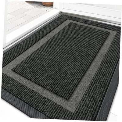  Front Door Mat Indoor Outdoor Classic Border 29.5'' x 17'' Rectangular Black