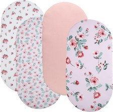 Bassinet Sheet Cradle Sheet 4 Pack Fitted 18 x 36 Inch,Stretchy Ultra Soft Fl...