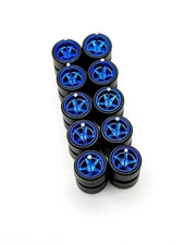 5x Blue Advan V2 13/13mm DEEP DISH Wheels Rubber Tires for 1/64 H0T Wheelz Cars