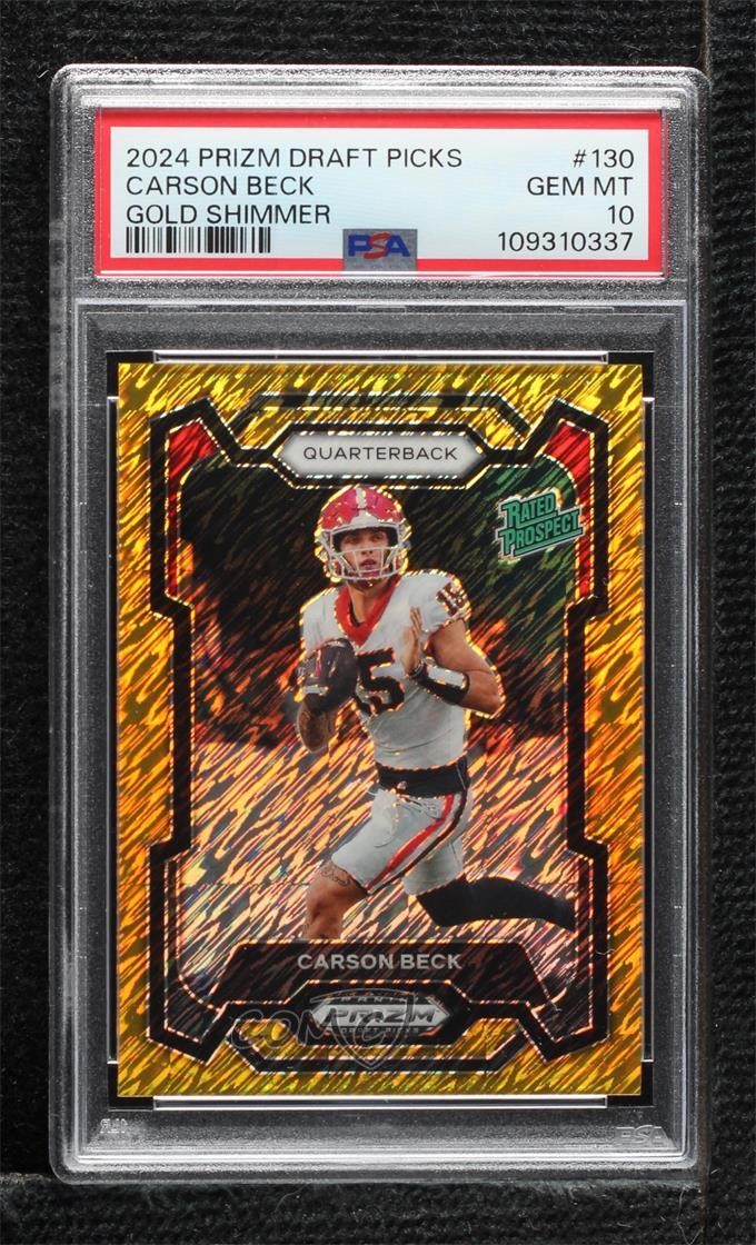 2024 Prizm Draft Picks FOTL Gold Shimmer 8/15 Carson Beck PSA 10 GEM MT 1fl4