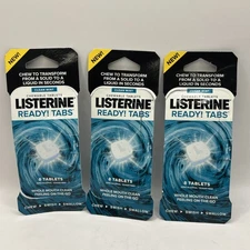 3x Listerine Ready! Tabs Chewable Mint Tablets Clean Mint Flavor 8 ct