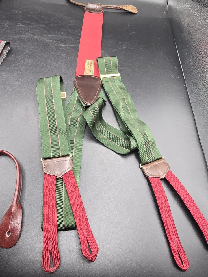 批量 2 件 特拉法加吊带 皮革丝带 可调弹力 Y 背扣 — 第 2/4 张图片