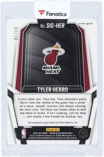 Tyler Herro Miami Heat Signed 2024-25 Panini Prizm Black Gold #SIG