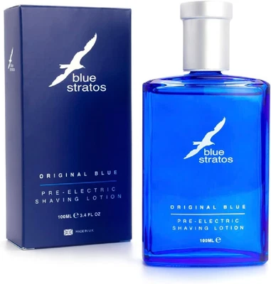 Blue Stratos Pre-Electric Shave Lotion, Original Blue for Men, Lifts Beard