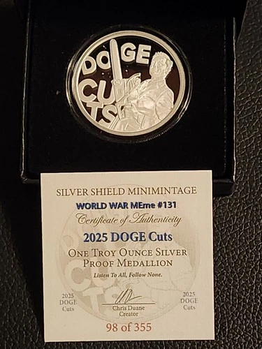 2025 Silver Shield 1 Ozt 999 FS Proof Medallion "Doge Cuts"