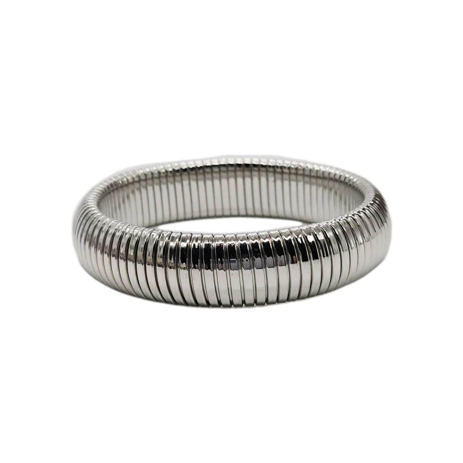 Omega Silver Tone Stretch Bracelet Wide Couture Flex OSFM One Size Stretch