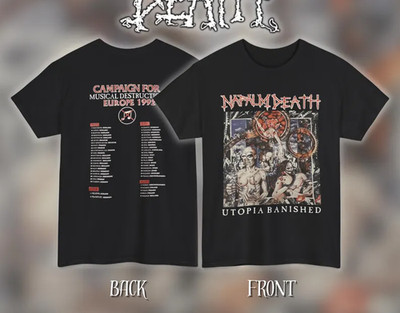 Napalm Death   Utopia Banished 1992 Tour Vintage Style Heavy Cotton Unisex Metal