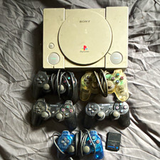 Sony PlayStation 1 PS1 Console Bundle w/ 5 Wired Controllers & 8MB Memory Card
