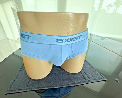2xist Blue Cotton Brief with Double Lined Pouch Size Small