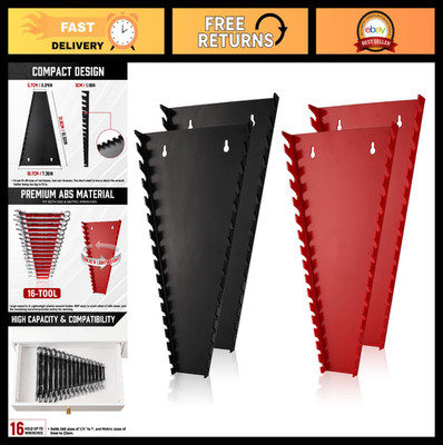 64-Slot Wrench Organizer - Lightweight ABS Plastic Tool Holder for SAE & Metric,