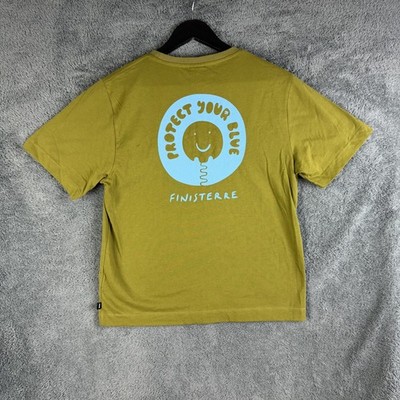 Finisterre T-Shirt Damen 8 Kurzarm Grün Bio Baumwolle Logo Freizeit