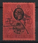 Sierra Leone 1912 £1 black & purple/red fine fiscal used sg128 c£400 as postal