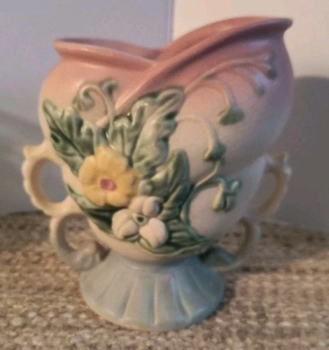 Vintage Hull Art Pottery Vase Wild Flowers W-4 6 1/2" Floral Design Handles