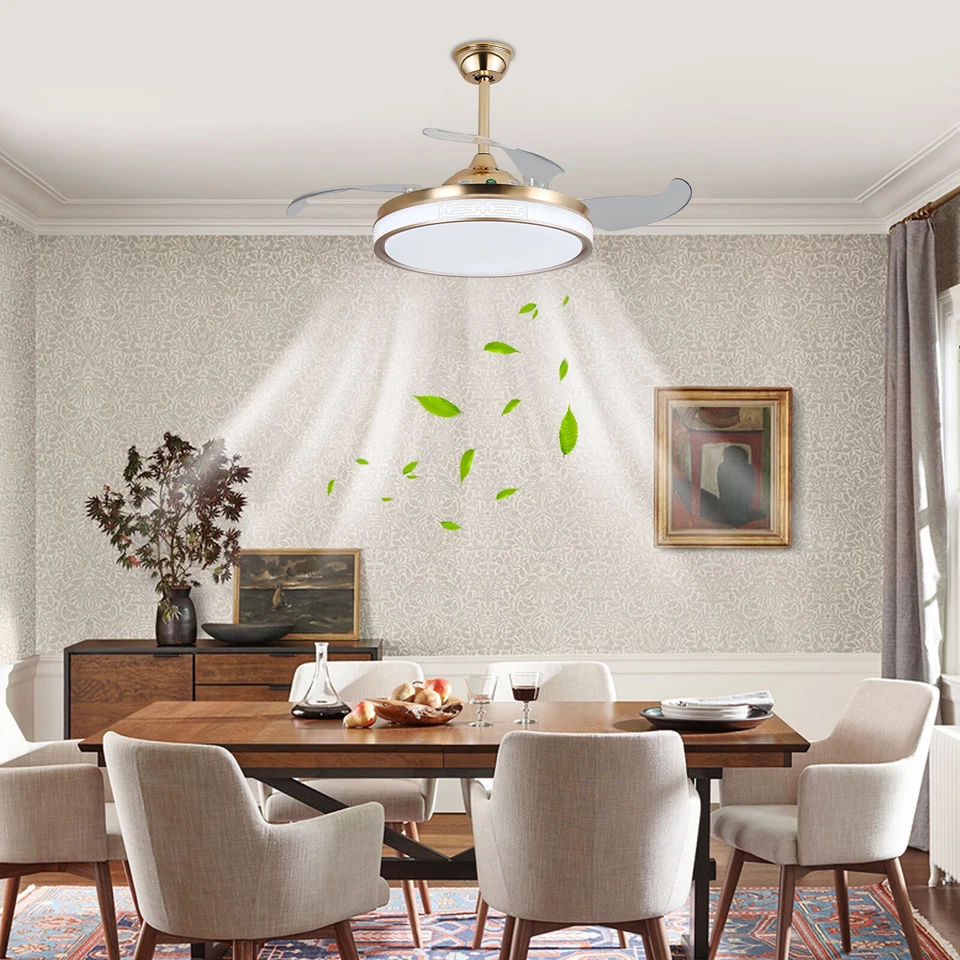 Indoor Ceiling Fan Light with Remote Control, Ceiling Fan Lamp for Bedroom - Image 2 of 4