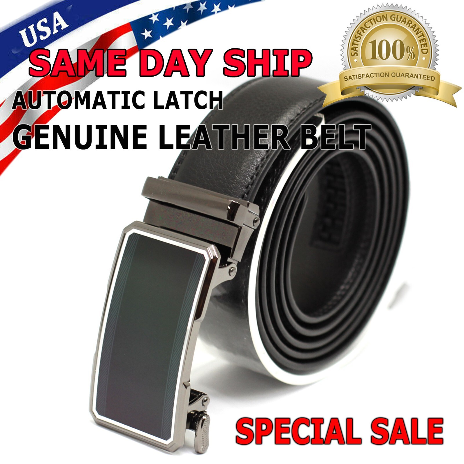 Luxury Men's Genuine Leather Automatic Buckle Belts Waist Strap Belt