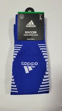Adidas Team Mens Speed Soccer Socks Climacool Blue SZ Large Shoe Size 9-13 
