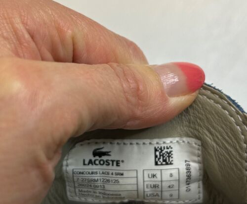 LACOSTE Hombres Zapatos Azul Gamuza Sin Cordones Mocasines Zapatos Reino Unido Talla 8 Excelente - Imagen 13 de 13