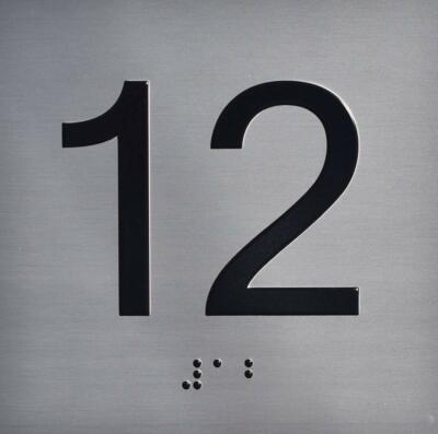 12TH Floor Elevator Jamb Plate Sign with Braille and Raised (silver , 4x4)