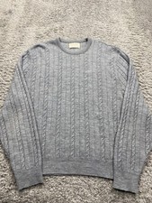 Vtg Lord Jeff Sweater Men XL Gray Wool 3D Cable Knit Fisherman Grandpa Made USA