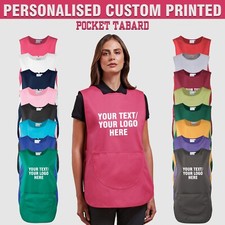 Personalised Any Text/Logo Printed Ladies Cleaning Apron Workwear Pocket Tabard