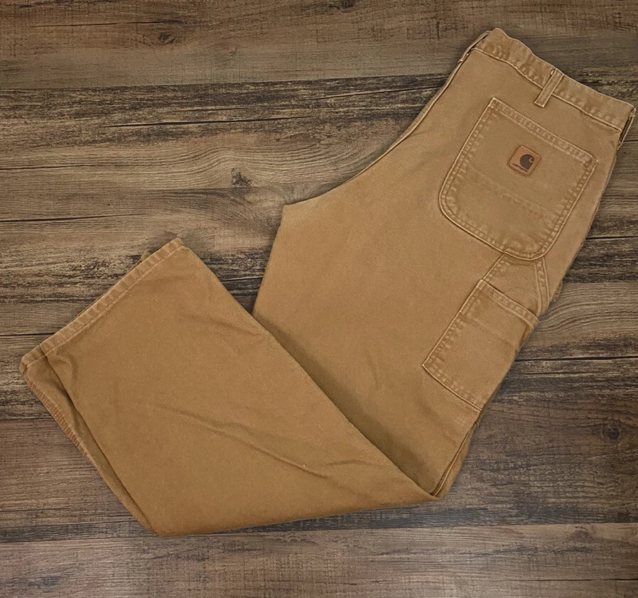 CARHARTT B11 BRN Canvas Carpenter Pants mens 38x34 Brown workwear men Great  Cond