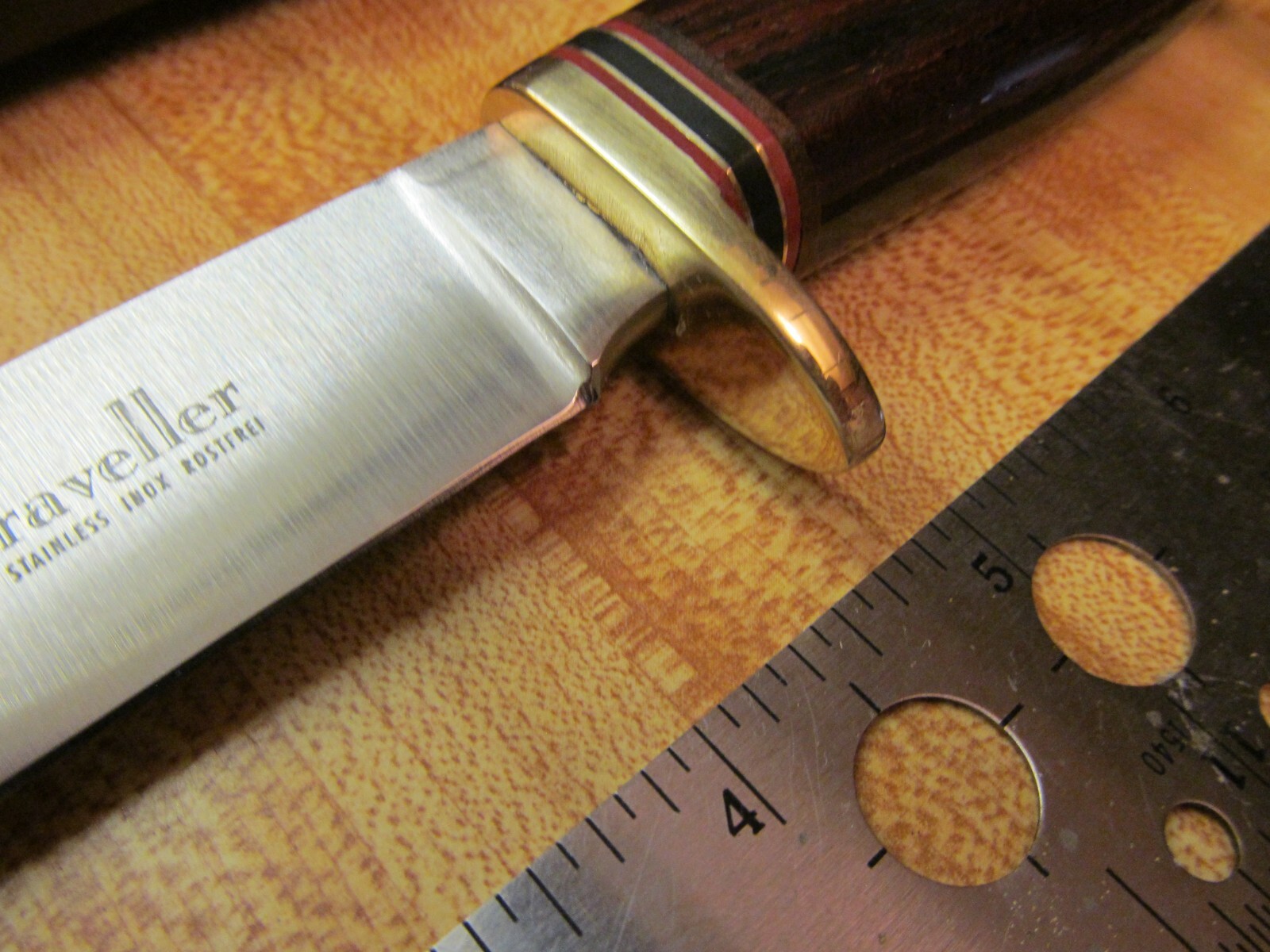 Vintage Linder Fixed Blade Traveller Knife W/Sheath Wood Handle