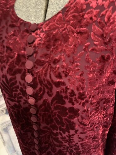Vintage Velvet Textured Floral Sheer Long Sleeve Button Up Blouse Size 10 - Picture 2 of 15