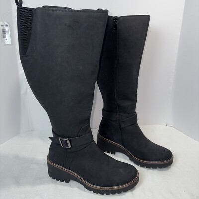 Torrid Black Wide Calf Knee Tall Boot Buckle Zip Womens 9 Wide Width