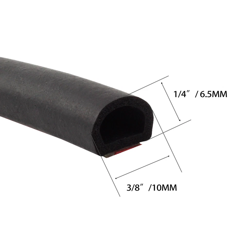 Car Truck Door Window Soundproof EPDM Rubber Weather Stripping Hollow Black 35ft - Image 2 of 4