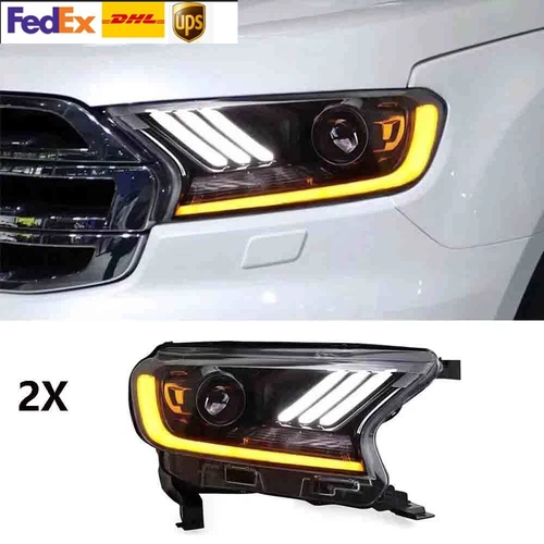 2X Per Ford Ranger 2015-2019 Gruppo Fari LED Doppio Faro Proiettore Lente - Foto 23 di 23