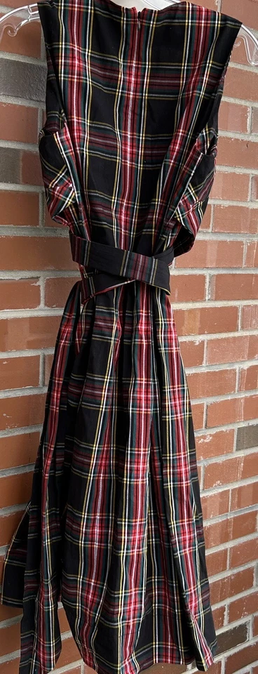 J экипажа Tartan клетку надежном платье 2-сторонний галстук пояс бант черный красный размер 6 $118 - Изображение 2 из 4