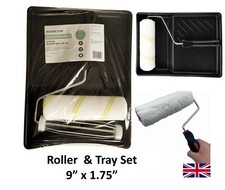 9" x 1.75  Hamilton Emulsion Sleeves Frame & Paint Tray Finesse Paint Roller Set