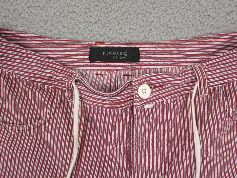 Pantalones Lee vintage para mujer 14 rayas rojas recortados remachados garra cremallera años 80 cordón Foto 3 de 4