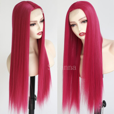 Long Straight Lace Wigs Heat Resistant Synthetic Natural Hair Glueless Cosplay