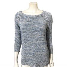 Gap Blue Marled Scoop Neck Long Sleeve Sweater