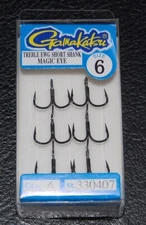  6 Pack Gamakatsu 330407 Extra Wide Gap EWG Short Shank Treble Hooks Size 6