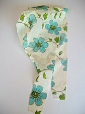 Rare Vintage 60's Flower Power Paper Hat Bonnet cap Blue Teal Mod Go Go